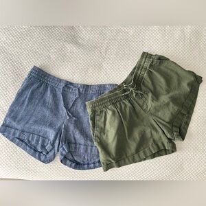 Old Navy Linen Blend Shorts Blue and Green Comfortable Fit